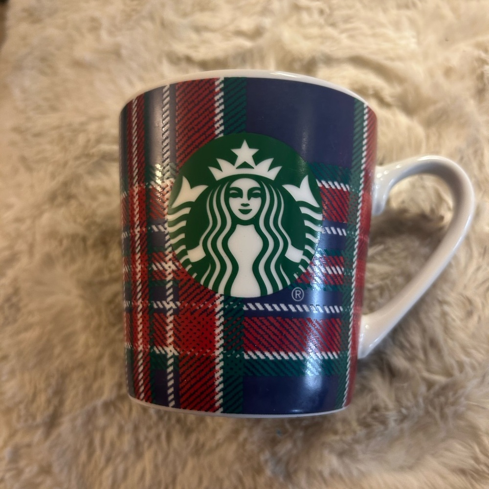 Starbucks Red,Blue,Green and White Plaid Holiday Christmas 18 oz.2017 Coffee Mug